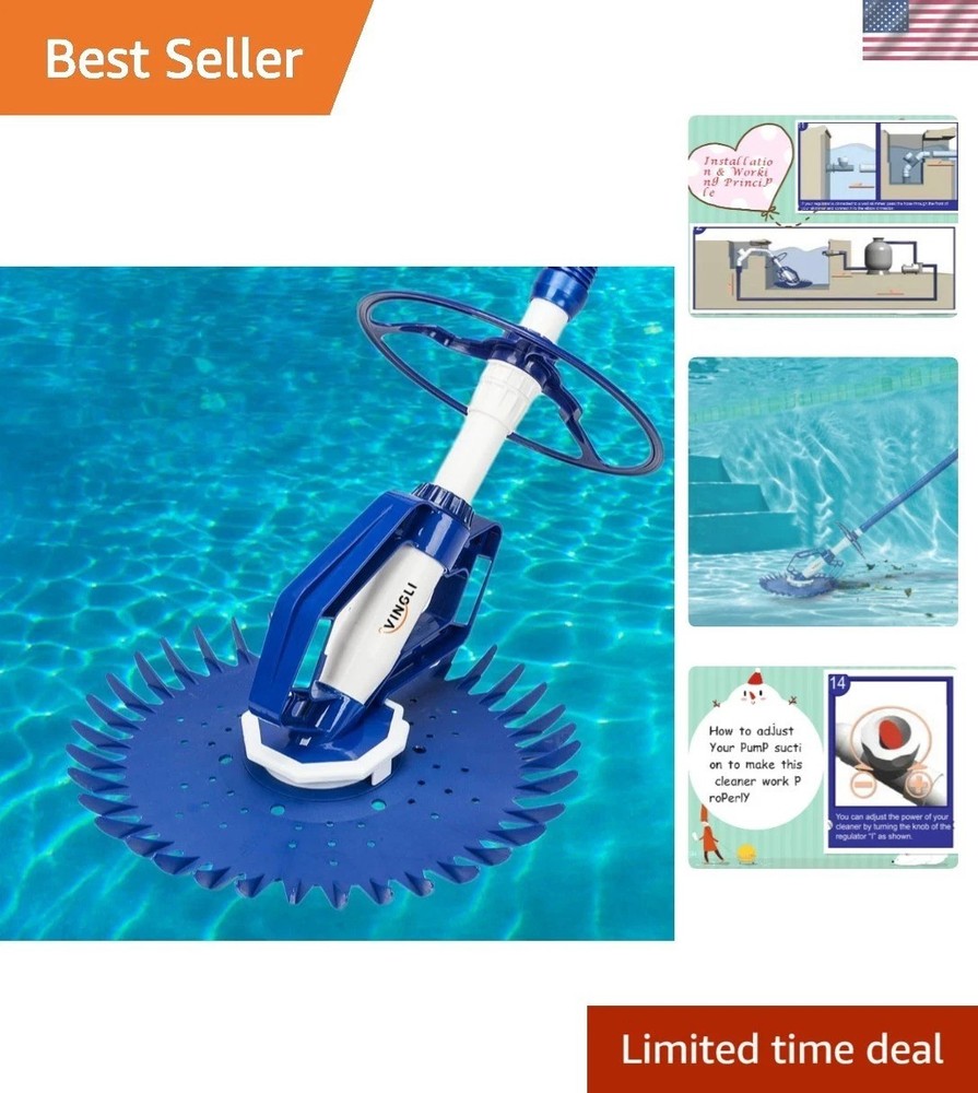 Efficient In-Ground Pool Vacuum with Adjustable Suction Power & Durable Hoses