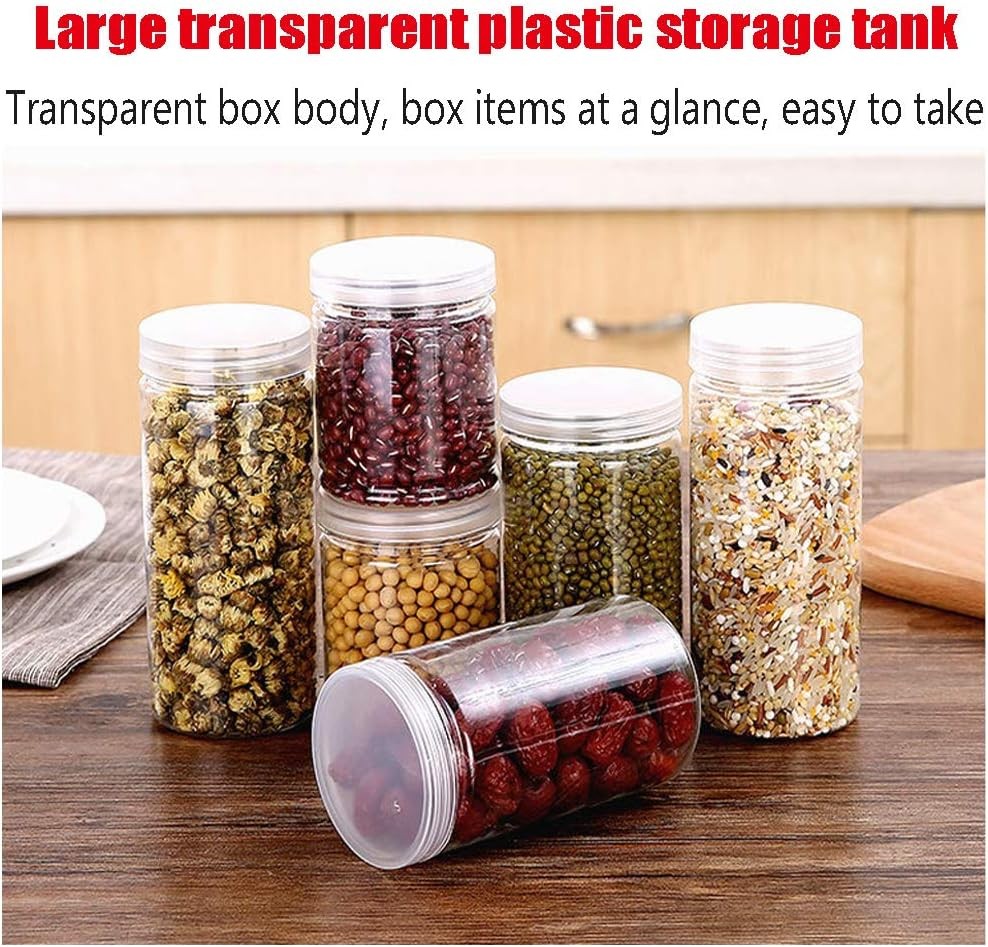 3 PCS 46OZ/1360ml Clear Plastic Round Storage Jars,Empty Plastic Jars W/