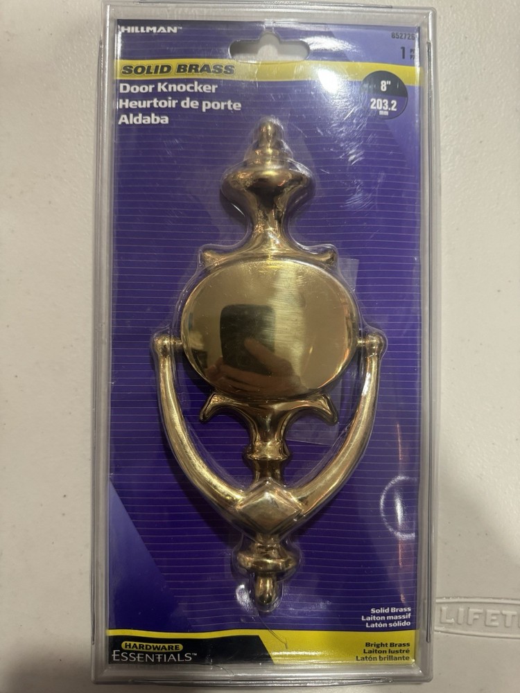 Hillman Door Knocker Solid Brass Traditional 8" w/Hardware New