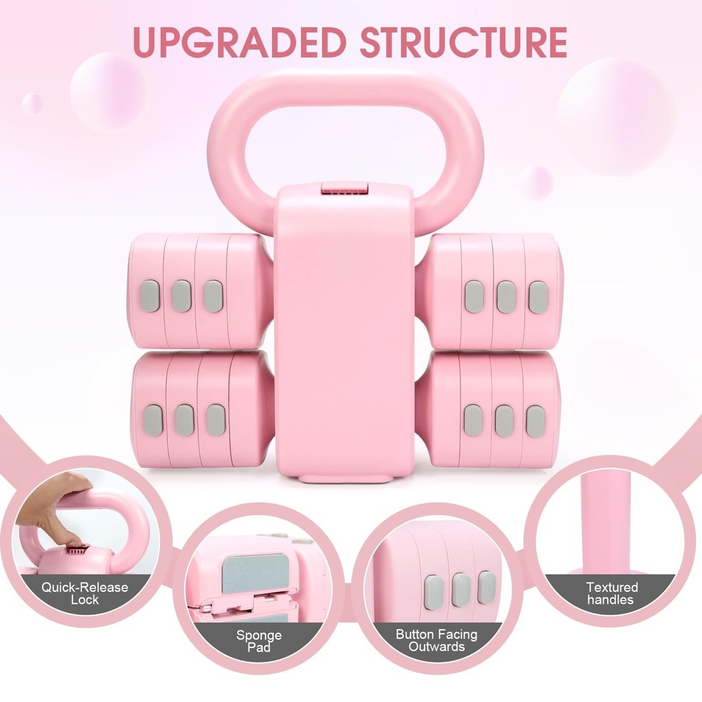 Adjustable 2-in-1 Convertible Kettlebell & Dumbbells Set, 4 in 1 Free Weights...