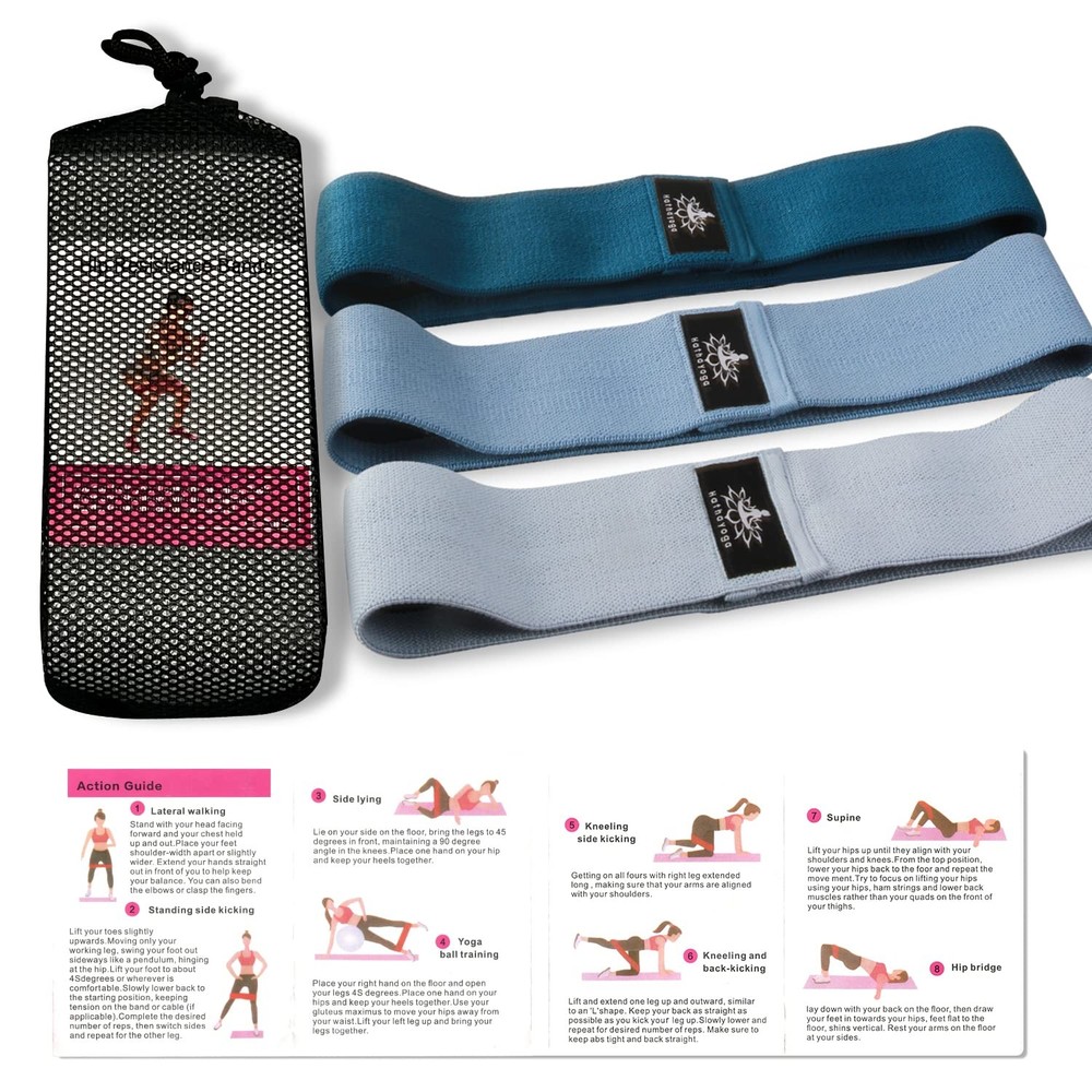 Large Resistance Band,14.5" x3.15",Fabric Exercise Loop Bands with Instructio...