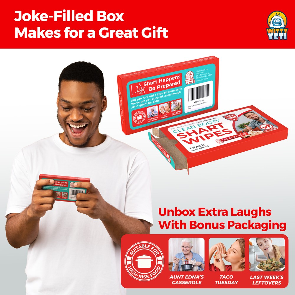 Witty Yeti Novelty Shart Wipe 2 Pack, 20 Ct