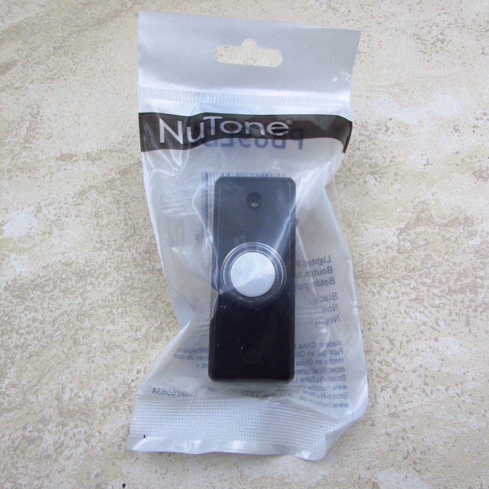 NuTone PB69LBL Wired Lighted Rectangular Black Pushbutton Doorbell Button