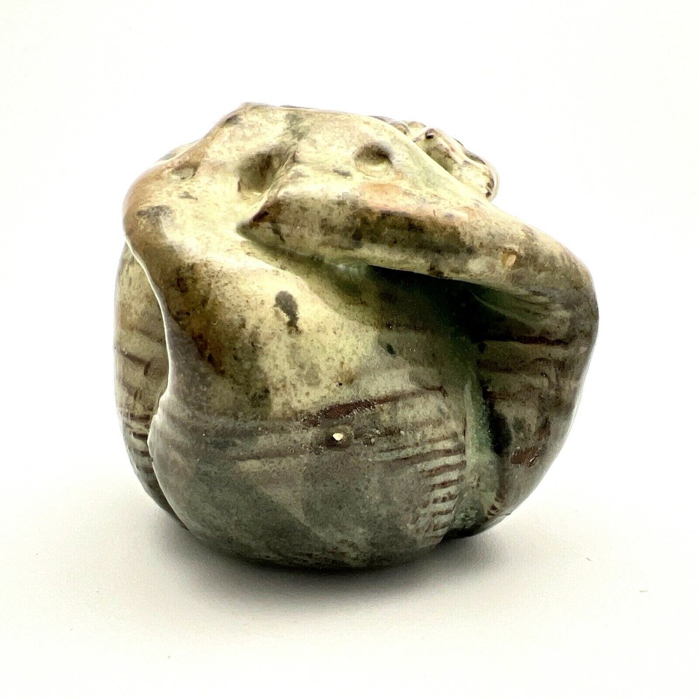 Studio Art Alter Temple Fruit Ceramic Pottery Green Tan