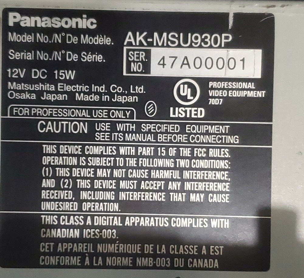 Panasonic AK-MSU930P