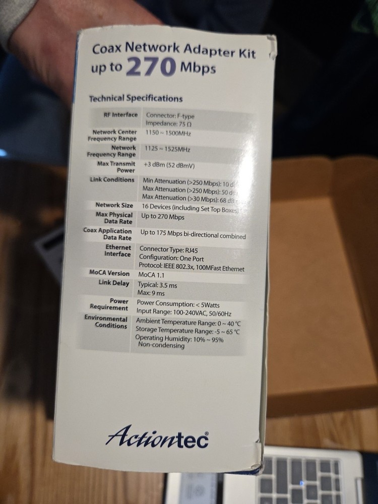 Actiontec ECB2500C Ethernet Network COAX Adapter Kit Homes Without MoCA Routers
