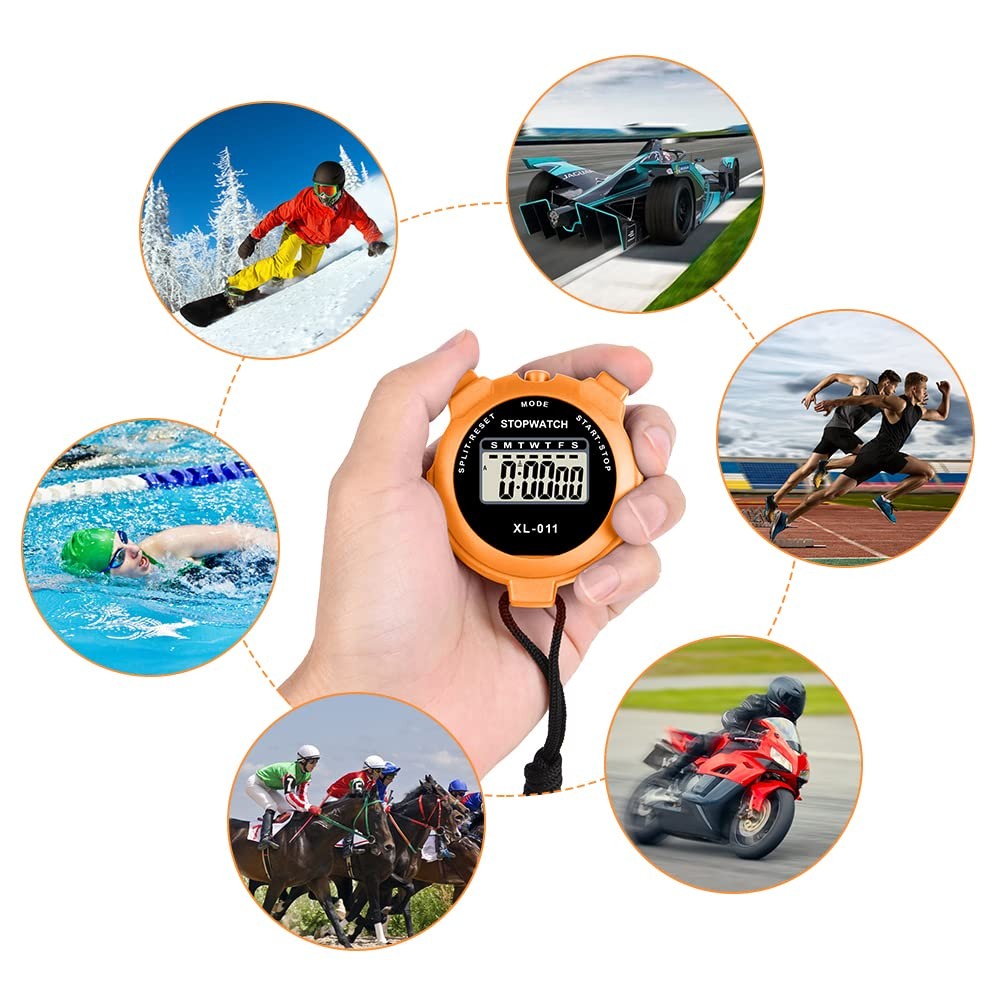 Vicloon Digital Simple Stopwatch - Large Display, Single Lap Split, Orange