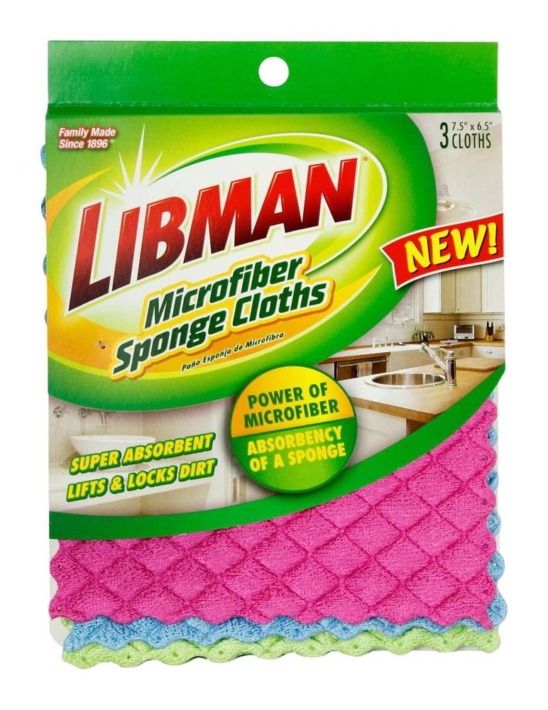 Libman 2103 Microfiber Sponge Cloth with and Small, White