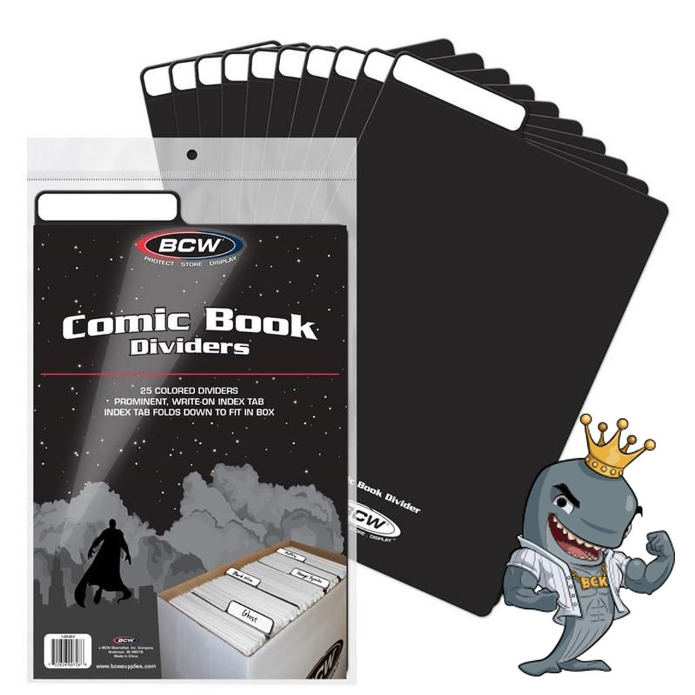 BCW Black Comic Book Dividers 25ct Pack Fold Down Tab FREE SHIP
