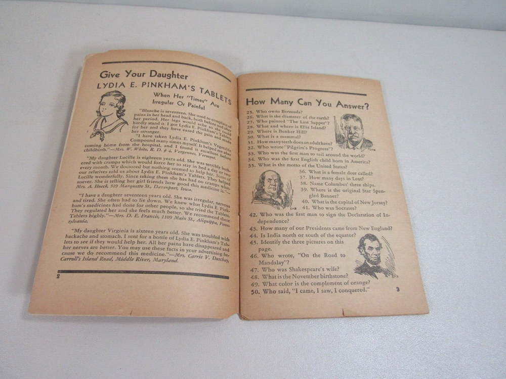 Three Hundred Brain Teasers by Lydia E. Pinkhams Dependable Products Booklet