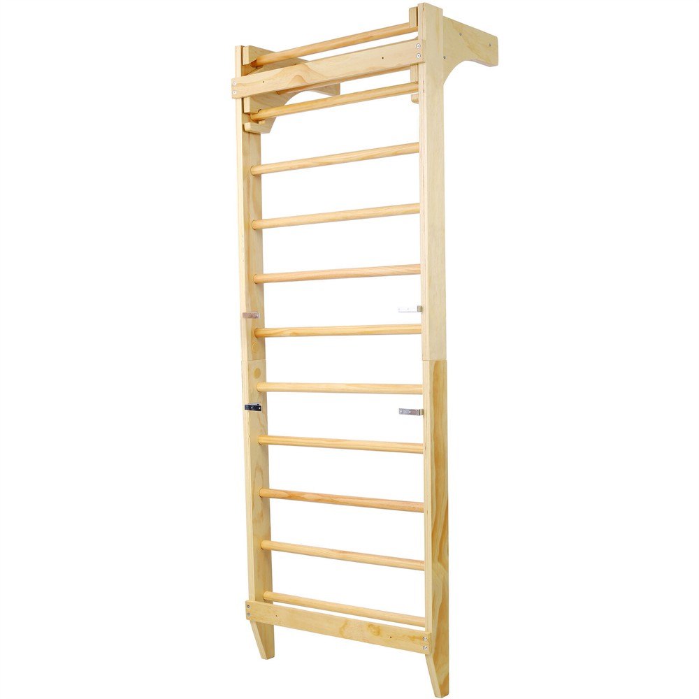 Swedish Ladder Gymnastics Stall Bar Wall Mount Adjustable Pull Up Bar Solid Wood