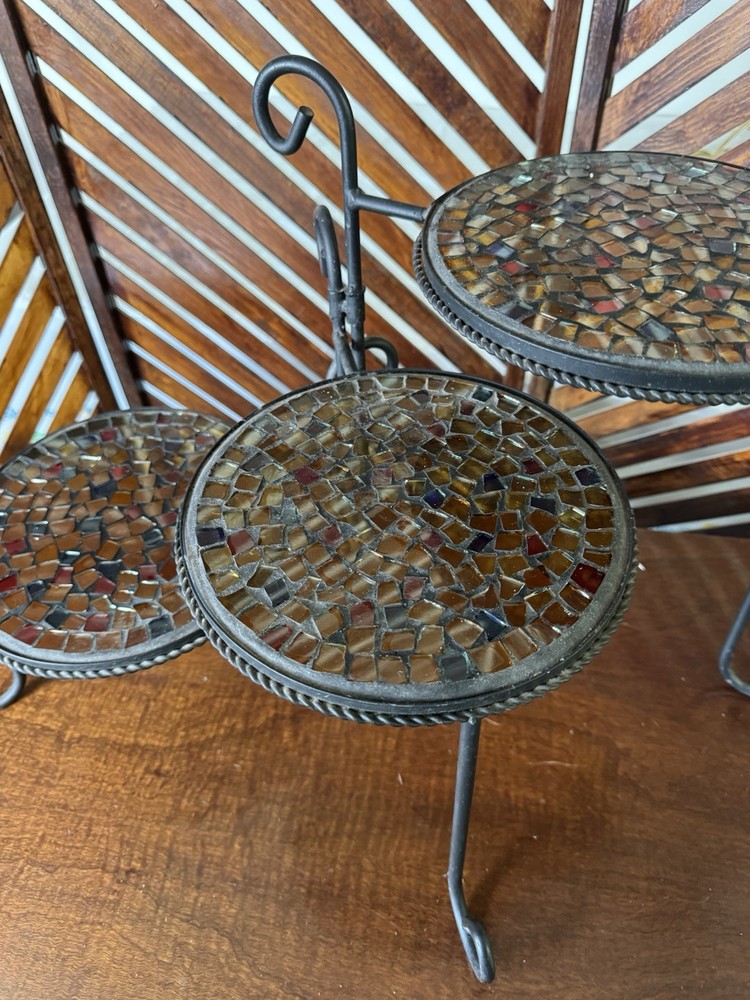 Mosaic 3 Tier Foldable Stand Stacking Cake Or Plant Stand