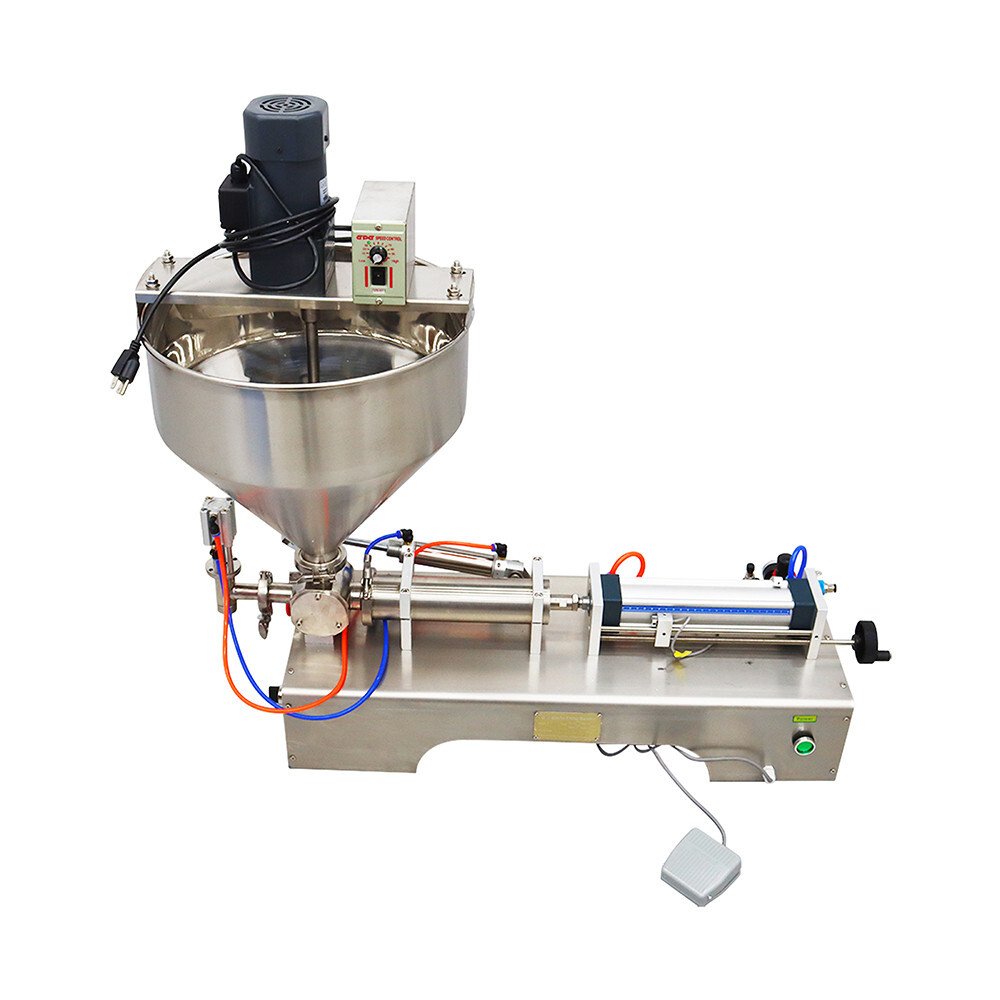 110V 50-500ml Single Nozzle Paste Filling Machine with Vertical Mixing Hopper