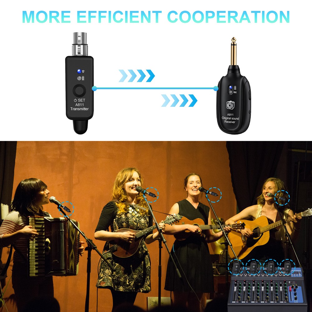 2.4GHz Wireless Microphone Converter XLR Transmitter Receiver Microphone System