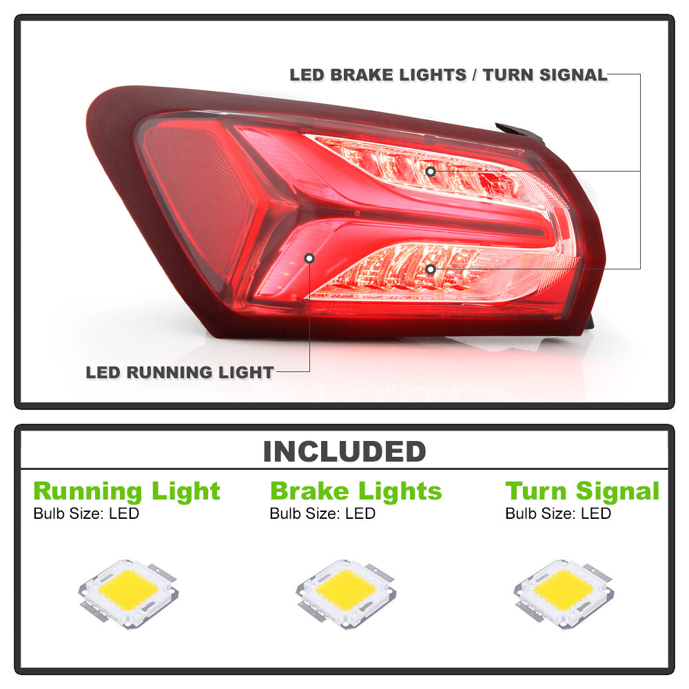 2019-2022 Chevy Malibu LED Type Tail Light Lamp Outer Replacement LH Driver Side