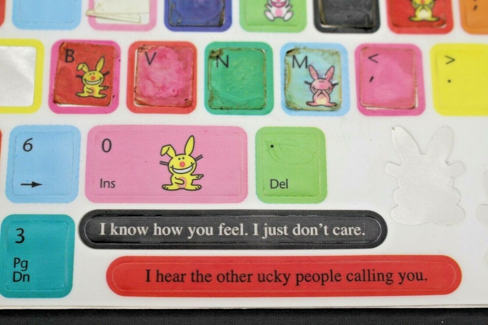 USED: It's Happy Bunny Computer Keyboard Stickers Collectible