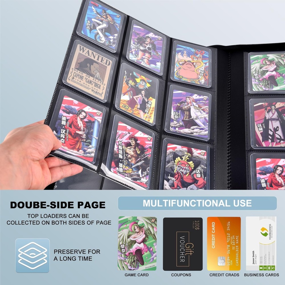 Toploader Binder,Holds 252 Toploaders,9 Pockets Double Sided Pocket Top Loade...