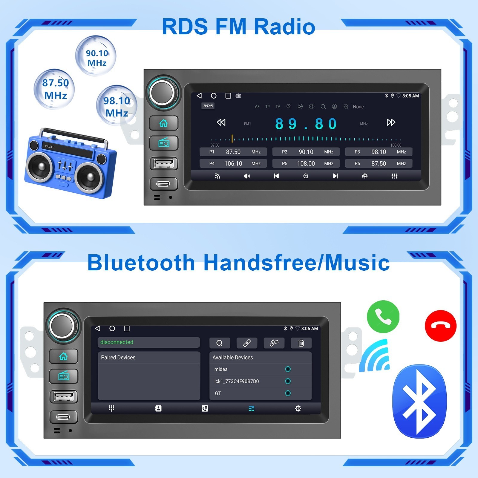 For GMC Chevy Tahoe Yukon Suburban 1995-2002 Apple Carplay Car Stereo Radio GPS