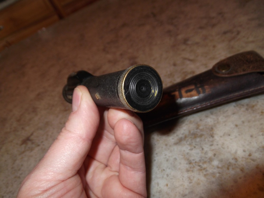 Vintage Brass Pocket Bubble Level Transit Scope Leather Case