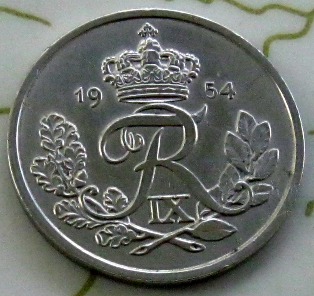 COIN DENMARK 25 ORE 1954 UNC "C'