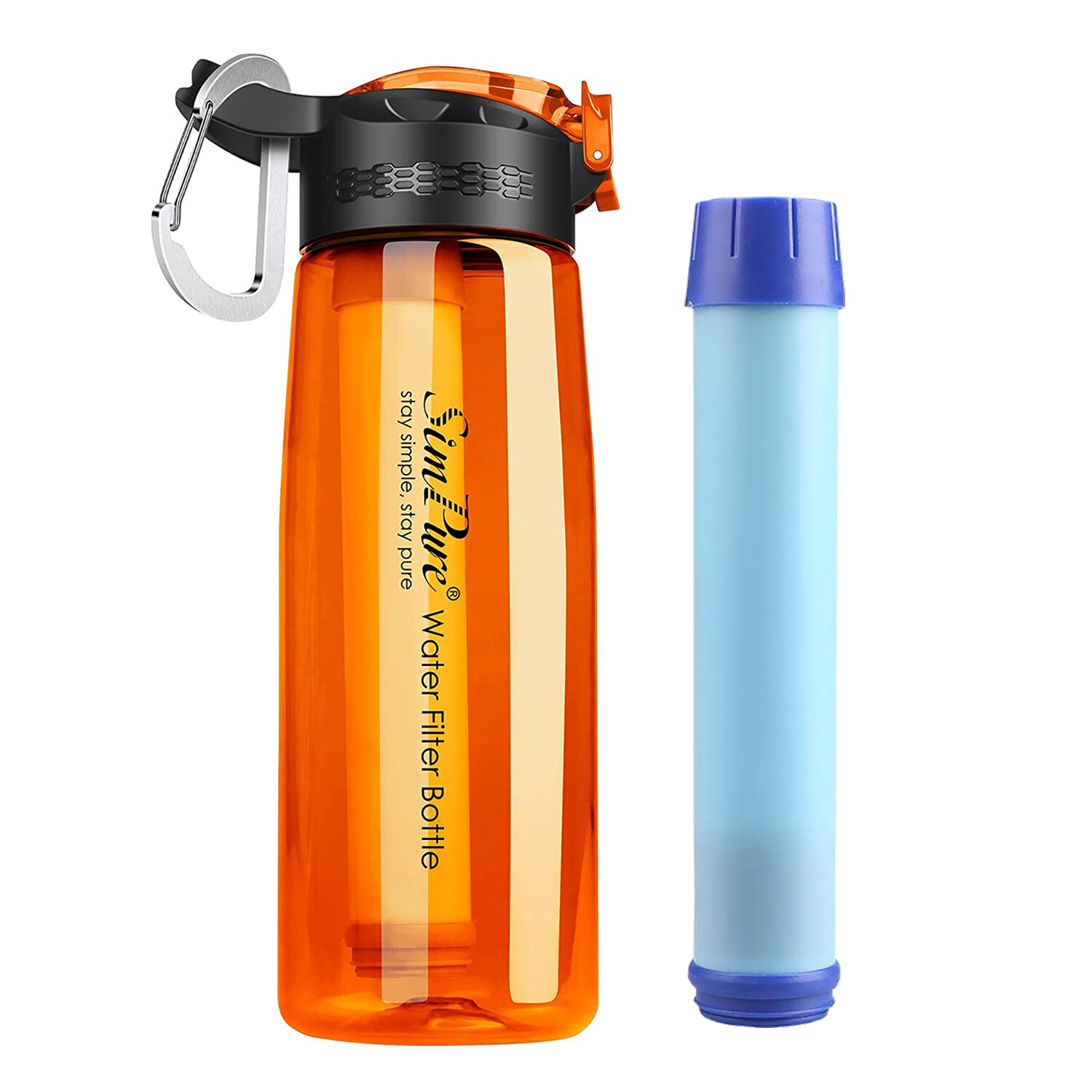 Outdoor Water Filter Straw Bottle, Personal Water Filtration, Emergency Survival