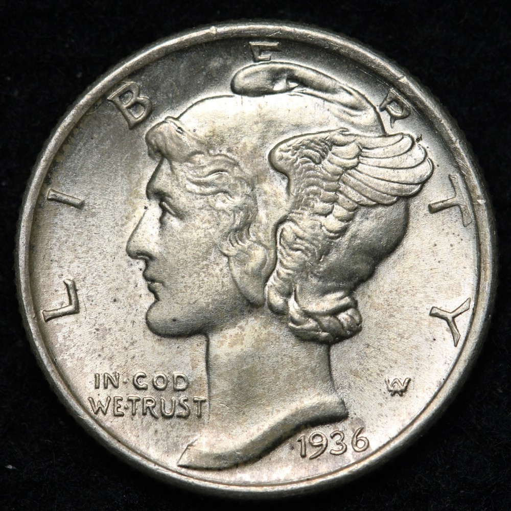 1936-S Mercury Silver Dime GEM BU *UNCIRCULATED* MS E255 SQCB