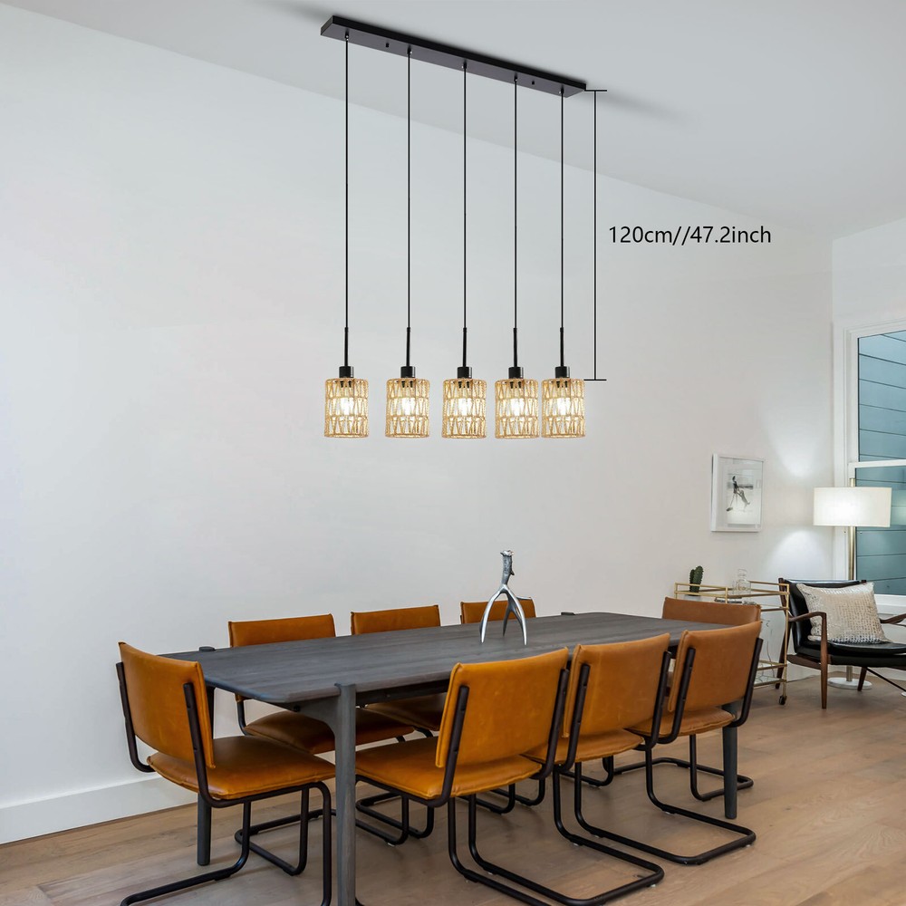 Pendant Light, 5-Light Pendant Lamp, Height Adjustable Hanging Ceiling Light