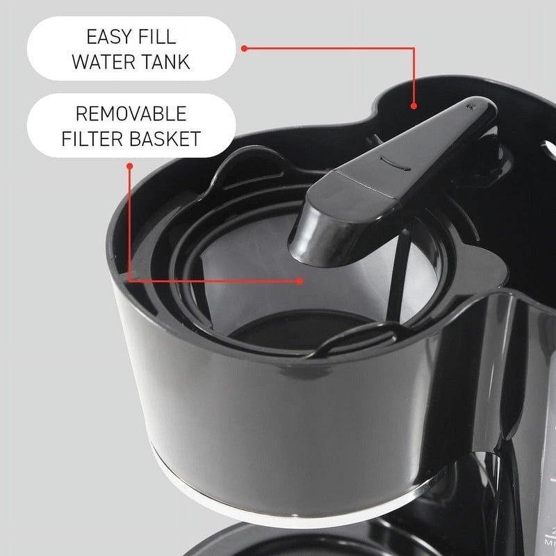 Compact 5-Cup Coffee Maker Brew System W/ Pause N Serve & Built-In Filter Black