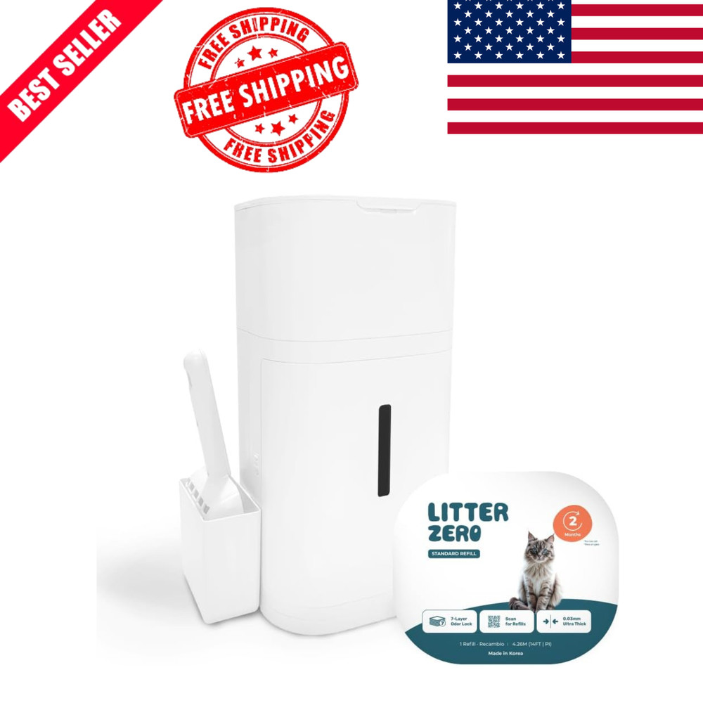 Litter Zero Premium Cat Litter Disposal System, White, Smart Waste Management