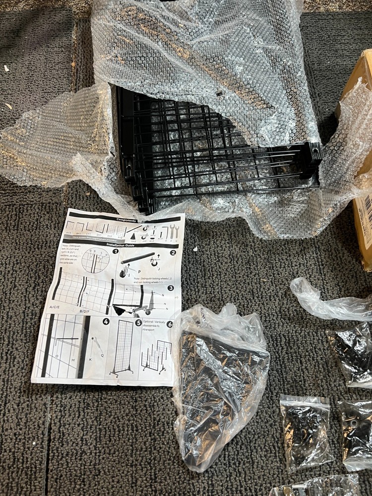 Pasocel Sturdy Black Grid Wall Display Rack Panel with T-Base on Wheels