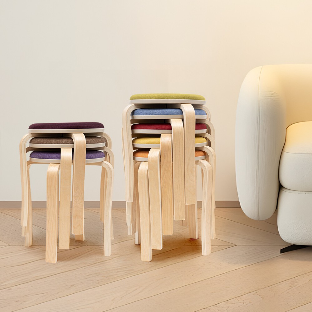 Stackable Stools, Stackable Round Stools, Set of 8 Stacking Wooden Stools NEW