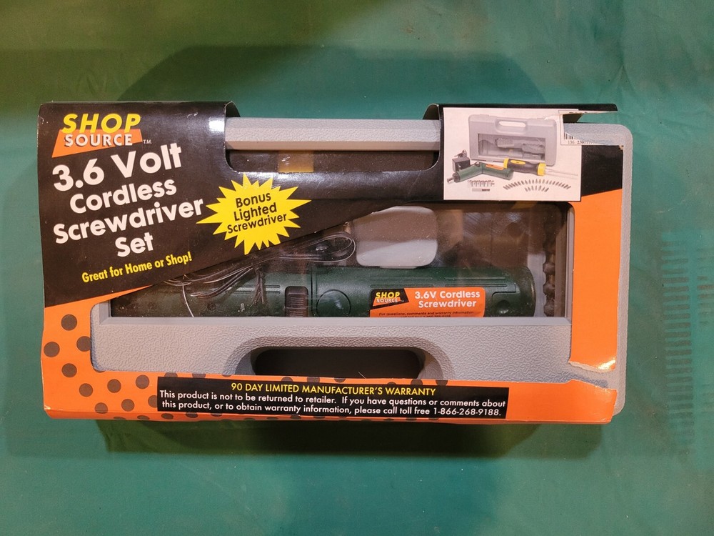 Shop Source 3.6 Volt Cordless Screwdriver Set- Bonus Lighted Screwdriver