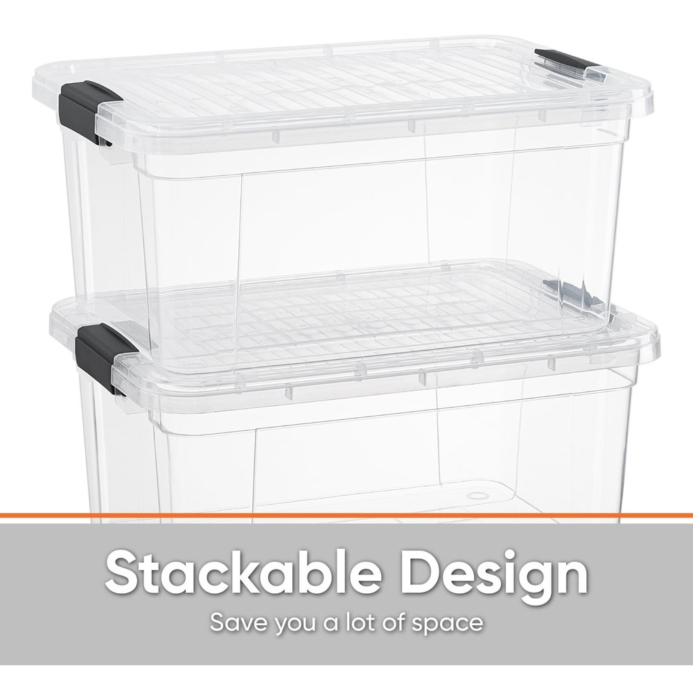 Superio 2 Quart Clear Storage Bin Lightweight Stackable Durable Design
