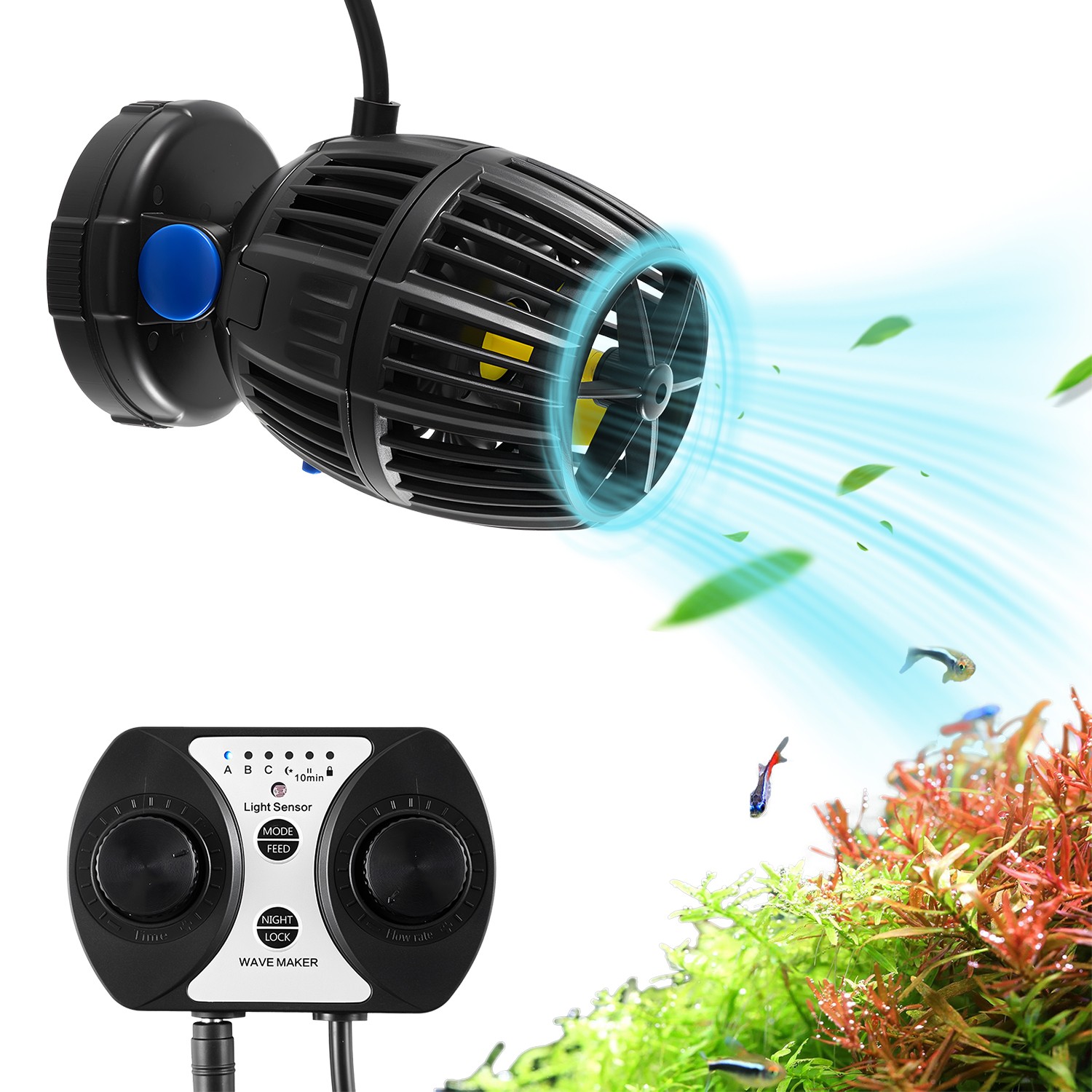Aquarium Wave Maker with Controller 20W DC 24V Powerhead with Magnetic Base