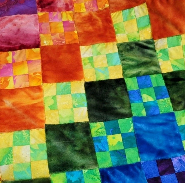Handmade Rainbow Ombre Quilt OOAK