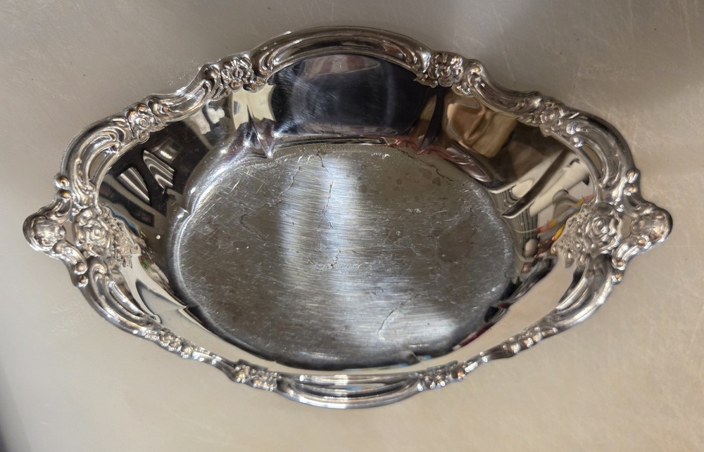 Silver Serving Bowl 9" Wide
