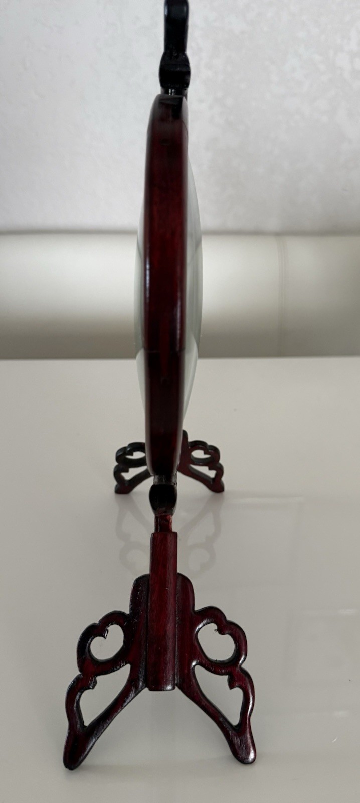 VTG Asian Cat & Mantis Double Sided Silk Embroidery Screen Rotating Wood Frame