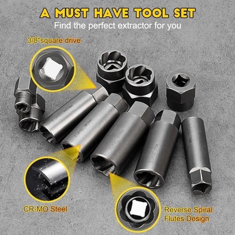 Deep Bolt Extractor Set 28PCS 3/8" Drive Bolt Extractor Kit Lug Nut Removal Tool