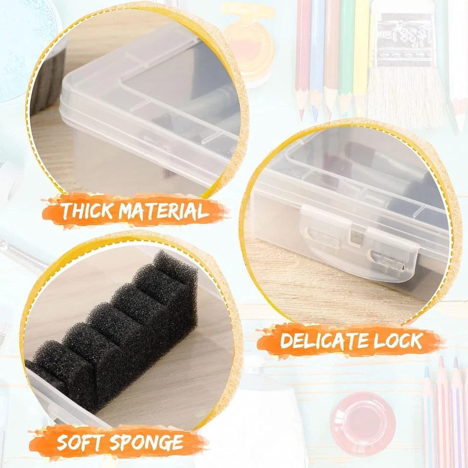 3 Pcs Paint Brush Storage Containers with Foam Inserts, Black