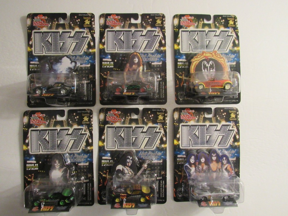 6 KISS Racing Champions Hot Rockin Steel Gene Peter Paul Ace 6 Psyco Circus