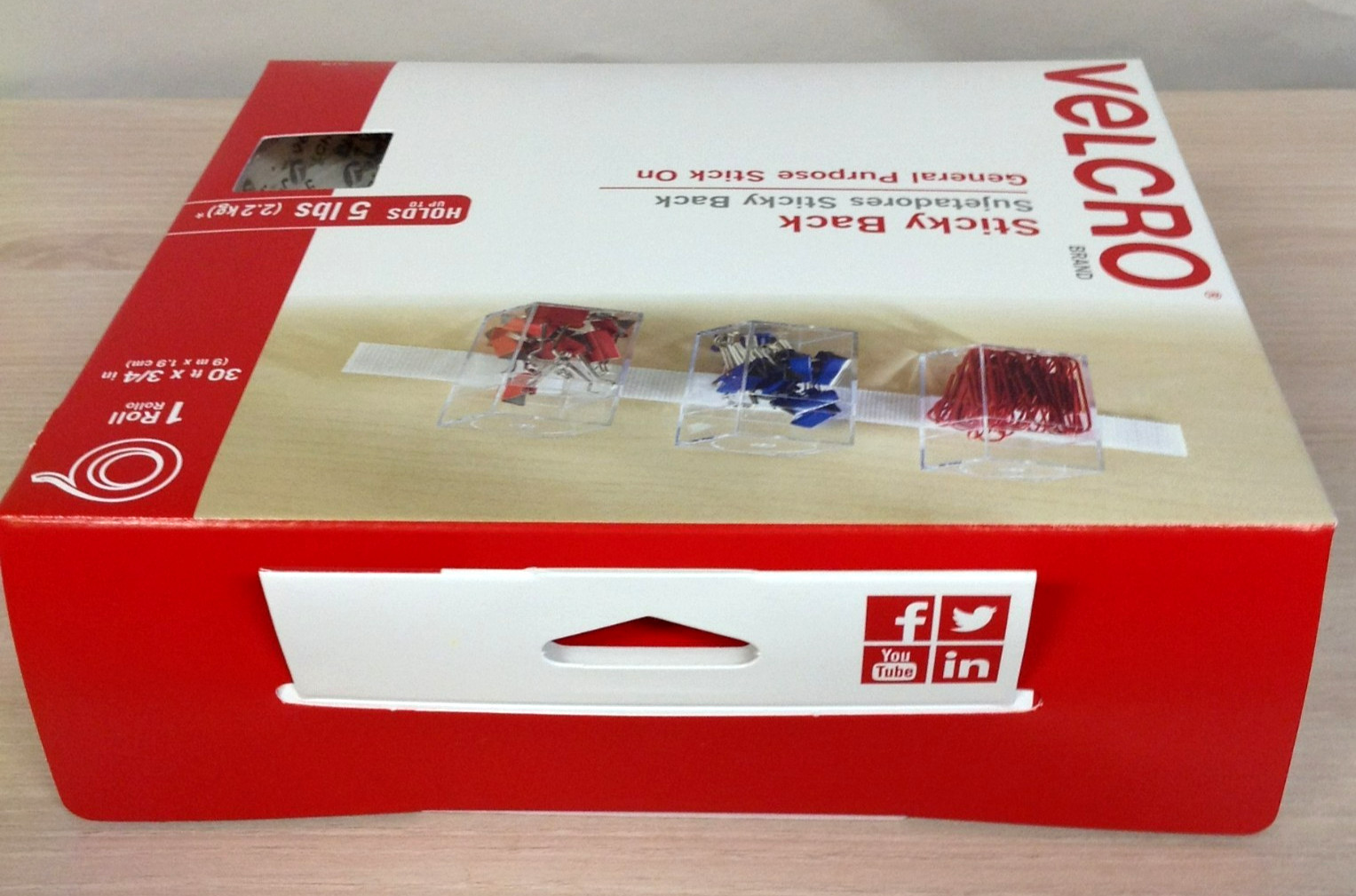 Velcro Brand 91138 Sticky-Back Hook and Loop Fasteners 3/4" X 30' Roll WHITE New