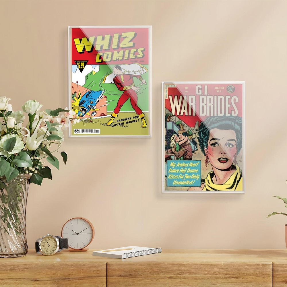 Acrylic Comic Display Case - Wall Mounted, UV-Protection, Silver Age Comic Sh...