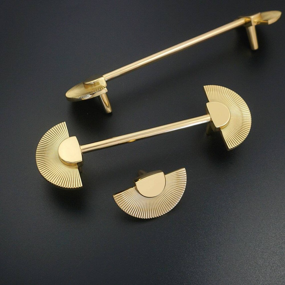 3.78" 5"Double Semicircle Brass Drawer Pull Cabinet Handle Dresser Wardrobe Pull