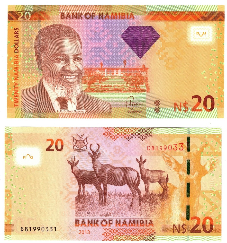 2013 Namibia Banknote P12b 20$ UNC Red Hartebeest Antelope