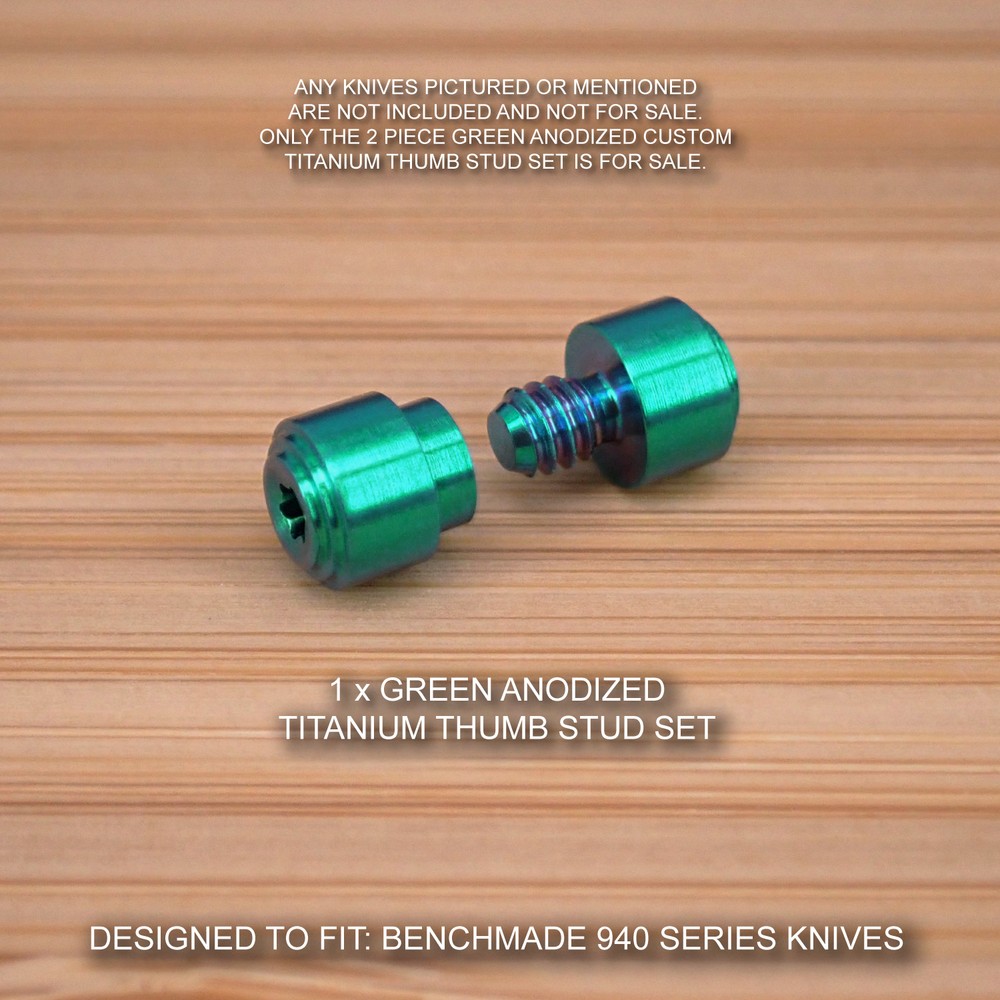 Benchmade 940-1 Osborne Knife 2 PC Custom Titanium Thumb Stud Set Anodized GREEN