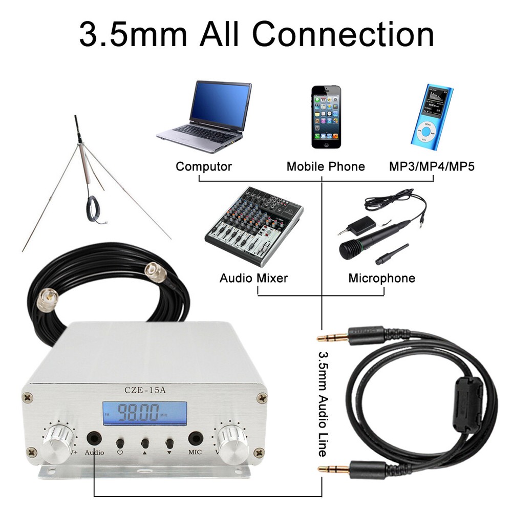 CZE-15A Digital Transmitter For Drive In Movie Low Power 15W Fm Transmitter Kit
