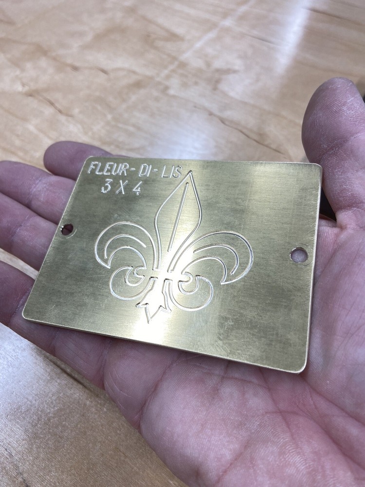 SMALL FLEUR DI LIS BRASS MASTER TEMPLATE FOR NEW HERMES ENGRAVER SOLID BRASS
