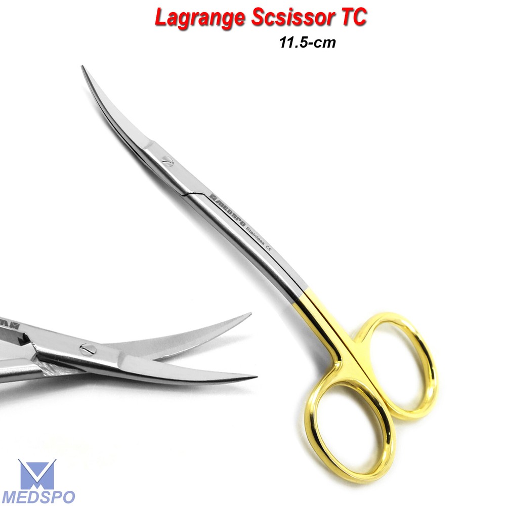 Surgical Veterinary TC Lagrange Scissors Double Curved Tissue Cutting Shears CE