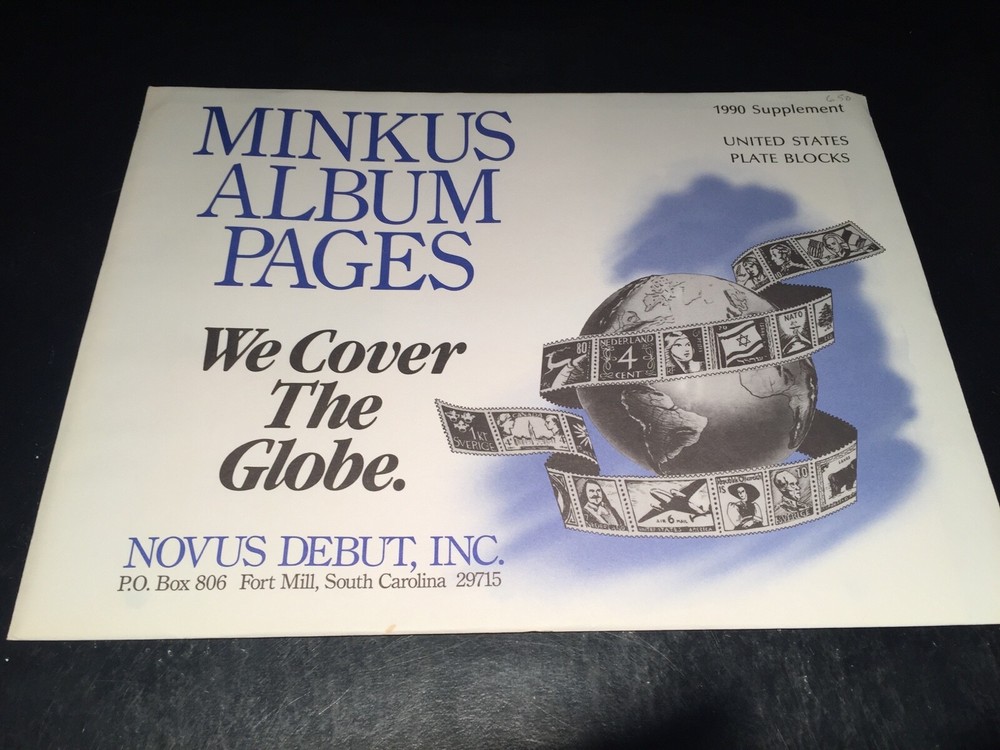 Minkus United States Plate Block Stamp Album Supplement Pages- 1990