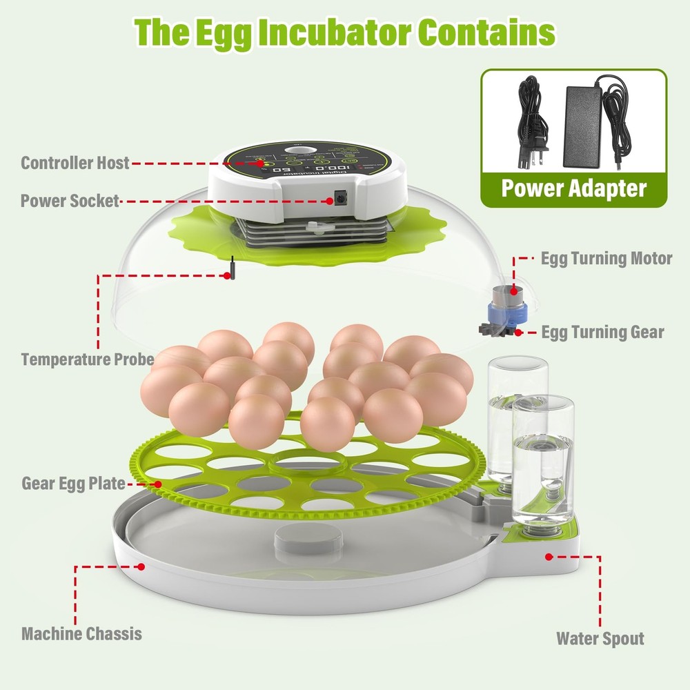 Egg Incubator with Automatic Egg Turning and Humidity Control, Chicken Incubator